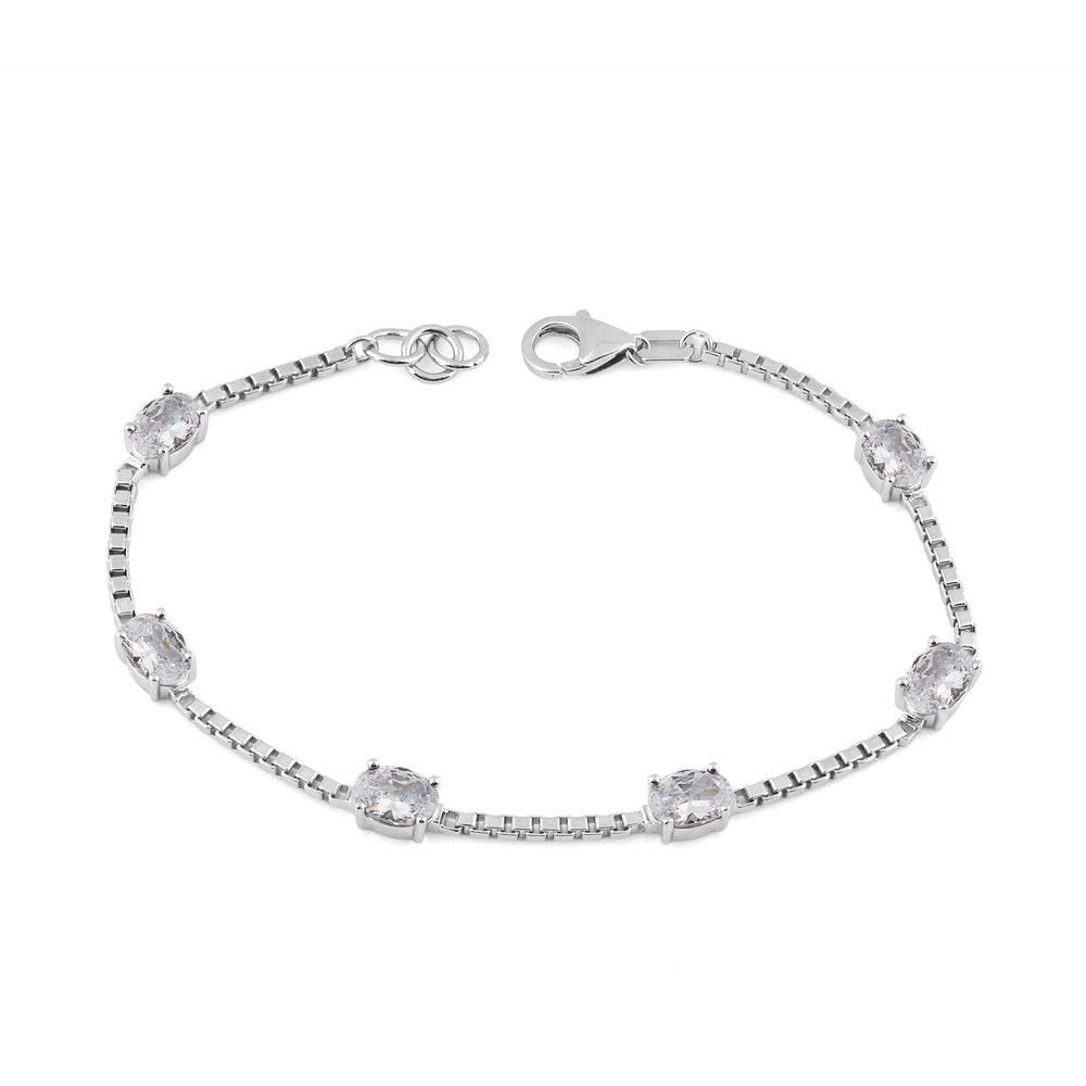 Birthstone Bracelet in Sterling Silver, Oval Cut 5*7mm, 7 Inches with Garnet Red | Ashley Stewart