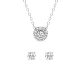0.33 Carat Lab Grown Round Diamond Halo Necklace Set | Ashley Stewart