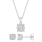 0.50 Carat Lab Grown Diamond Halo Necklace Set | Ashley Stewart