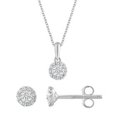 0.50 Carat Lab Grown Sterling Silver Diamond Halo Necklace And Earring | Ashley Stewart