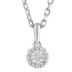 0.50 Carat Lab Grown Sterling Silver Diamond Halo Necklace And Earring | Ashley Stewart