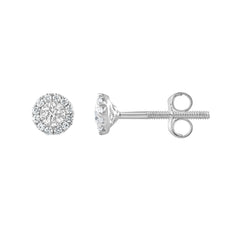 0.50 Carat Lab Grown Sterling Silver Diamond Halo Necklace And Earring | Ashley Stewart
