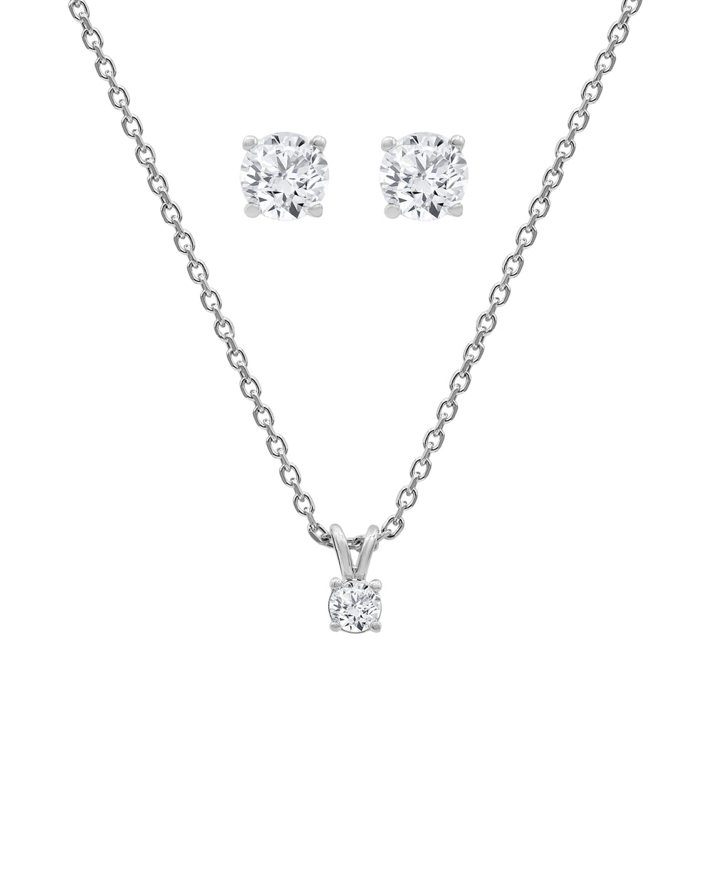0.50 Carat Lab Grown Round Cut Solitaire Diamond Necklace Set | Ashley Stewart