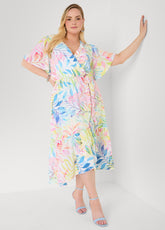 Faux Wrap Watercolor Floral Dress Multi | Ashley Stewart