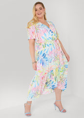 Faux Wrap Watercolor Floral Dress Multi | Ashley Stewart