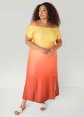 Tall Ombre Off The Shoulder Maxi Dress Persimmon Orange | Ashley Stewart