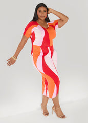 Ruched Swirl Print Maxi Dress Multi | Ashley Stewart