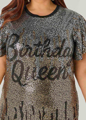 Birthday Queen Ombre Sequin Dress Black Combo | Ashley Stewart