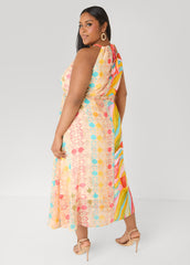 Tall Belted Scarf Print Maxi Dress Multi | Ashley Stewart