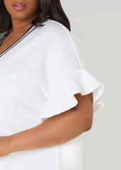 Ruffled Textured Babydoll Dress White | Ashley Stewart
