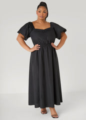 Tall Bubble Sleeved Maxi Dress Black | Ashley Stewart