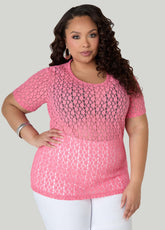 Floral Mesh Tee Confetti | Ashley Stewart