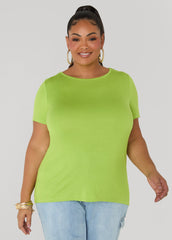 The Basic Crewneck Tee Macaw Green | Ashley Stewart