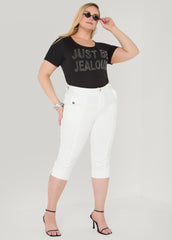 Just Be Jealous Crystal Tee Black | Ashley Stewart