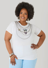 Necklace Graphic Tee White | Ashley Stewart