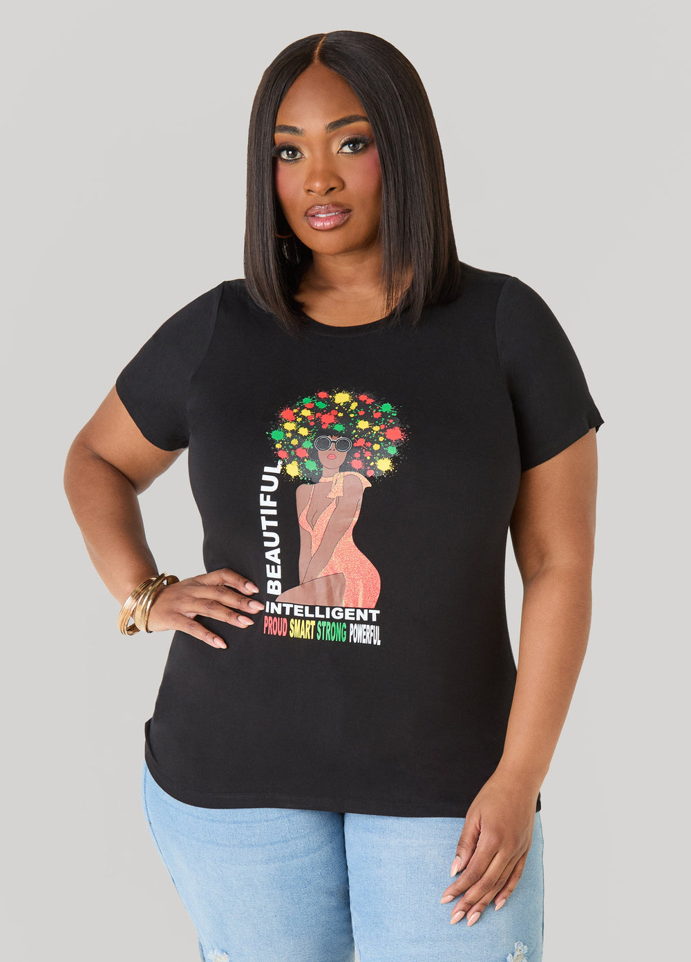 Beautiful Intelligent Graphic Tee Black | Ashley Stewart