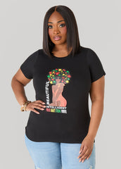 Beautiful Intelligent Graphic Tee Black | Ashley Stewart