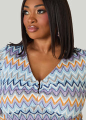 U Ring Chevron Knit Top Multi | Ashley Stewart