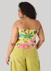 Tropical Print Mesh Tube Top Multi | Ashley Stewart