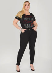 Divas Dont Do Drama Crystal Tee Black | Ashley Stewart