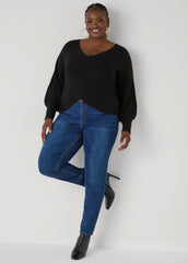Crisscross Sweater Black | Ashley Stewart