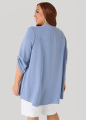 Textured Open Front Kimono Blue | Ashley Stewart