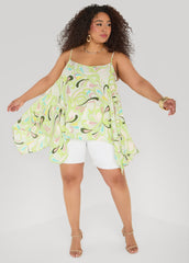 Paisley Print Handkerchief Tank Green | Ashley Stewart