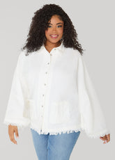 Bell Sleeved Denim Poncho White | Ashley Stewart