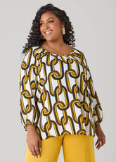 Chain Link Print Blouse White | Ashley Stewart