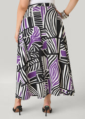 Geo Print Scuba Maxi Skirt Black White | Ashley Stewart