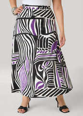 Geo Print Scuba Maxi Skirt Black White | Ashley Stewart