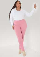 Seam Detailed Ponte Leggings Foxglove | Ashley Stewart