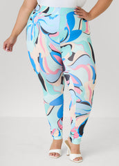 Floral High Rise Leggings POWDER BLUE | Ashley Stewart