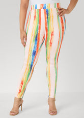Brushstroke Striped Leggings Multi | Ashley Stewart