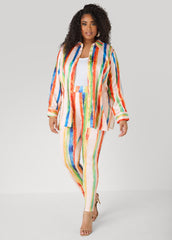 Brushstroke Striped Leggings Multi | Ashley Stewart