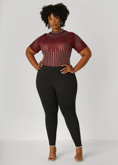 Ponte High Rise Pull On Leggings Black | Ashley Stewart