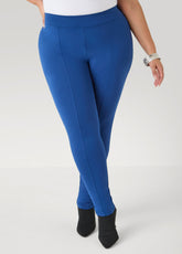 Ponte Seamed Leggings Navy Peony | Ashley Stewart