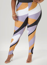 Swirl Print Leggings Iced Coffee | Ashley Stewart
