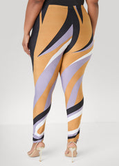 Swirl Print Leggings Iced Coffee | Ashley Stewart