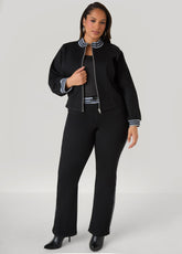 Striped Trimmed Bootcut Jeans Black | Ashley Stewart