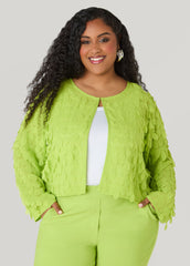 Cropped Petal Jacket Macaw Green | Ashley Stewart