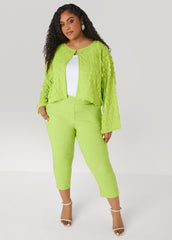 Cropped Petal Jacket Macaw Green | Ashley Stewart
