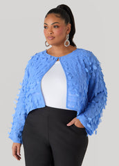 Cropped Petal Jacket Macaw Green | Ashley Stewart