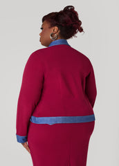 Denim Panel Jacket Rhododendron | Ashley Stewart