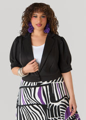 Cropped Scuba Jacket Black | Ashley Stewart