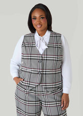 Millennium Plaid Vest Grey Flannel | Ashley Stewart