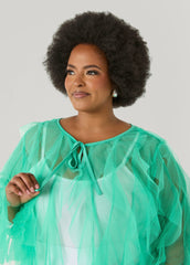 Ruffled Tulle Jacket Ice Green | Ashley Stewart
