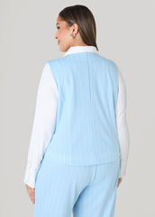 Striped Crepe Vest POWDER BLUE | Ashley Stewart