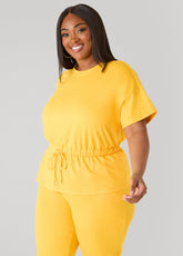 Drawstring Peplum Sweatshirt Spectra Yellow | Ashley Stewart