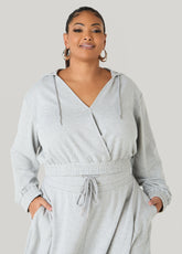 Cropped Faux Wrap Hoodie Heather Grey | Ashley Stewart